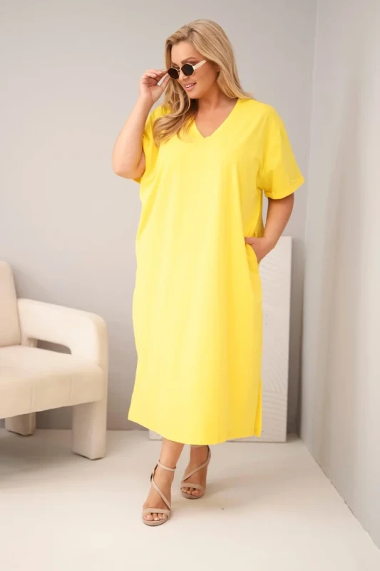 Sukienka damska Plus Size bawełniana z dekoltem w serek ( r. 44-54) mod 7084 