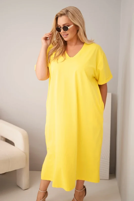 Sukienka damska Plus Size bawełniana z dekoltem w serek ( r. 44-54) mod 7084 