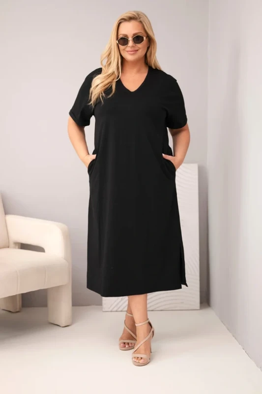 Sukienka damska Plus Size bawełniana z dekoltem w serek ( r. 44-54) mod 7084  