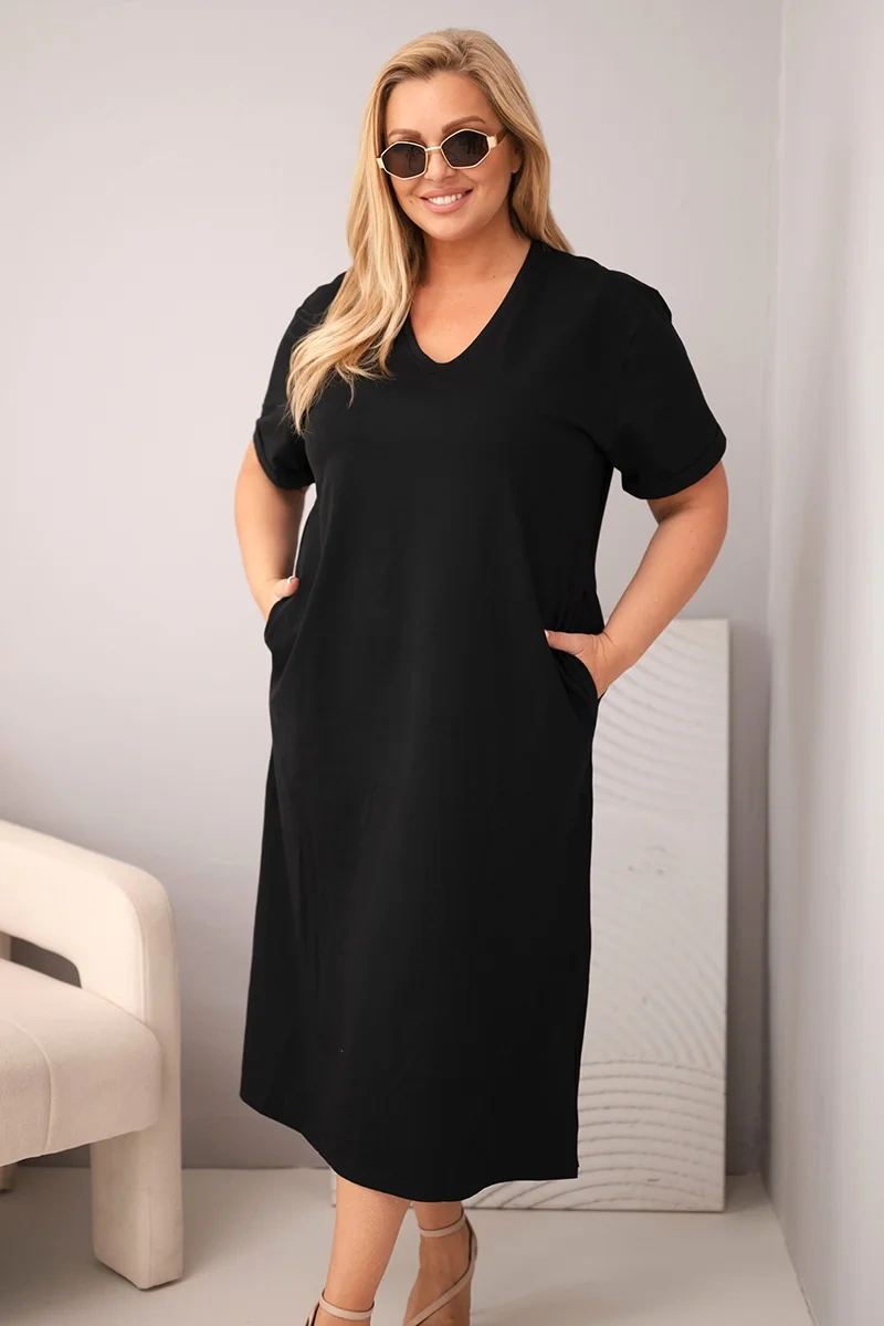 Sukienka damska Plus Size bawełniana z dekoltem w serek ( r. 44-54) mod 7084  