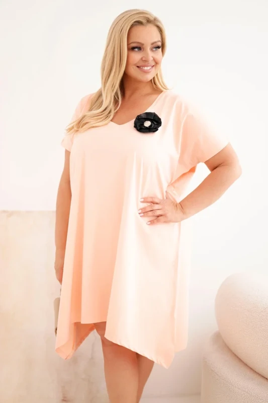 Sukienka  Plus Size bawełniana z broszką ( r. 48-56) mode 6760   