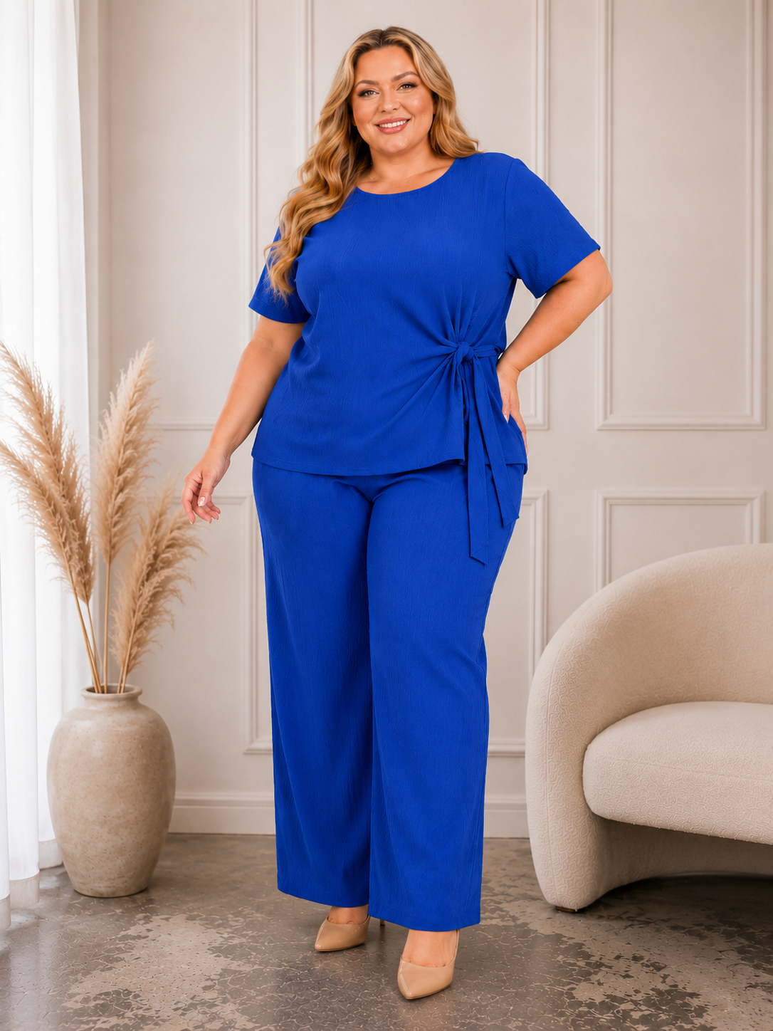 Komplet plus size z wiązaniem z boku  ( r. 48-54)  