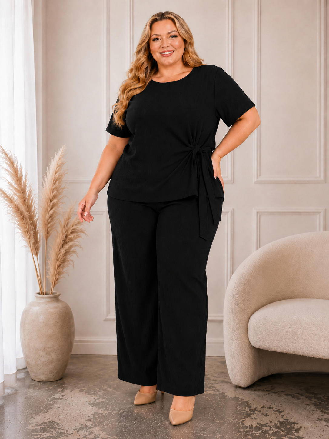 Komplet plus size z wiązaniem z boku  ( r. 48-54)  