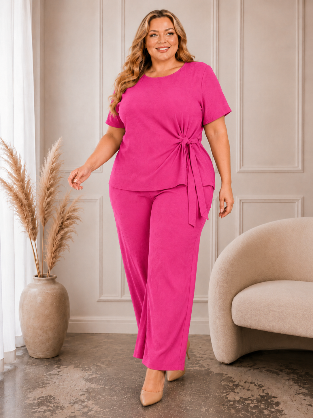 Komplet plus size z wiązaniem z boku  ( r. 48-54)  