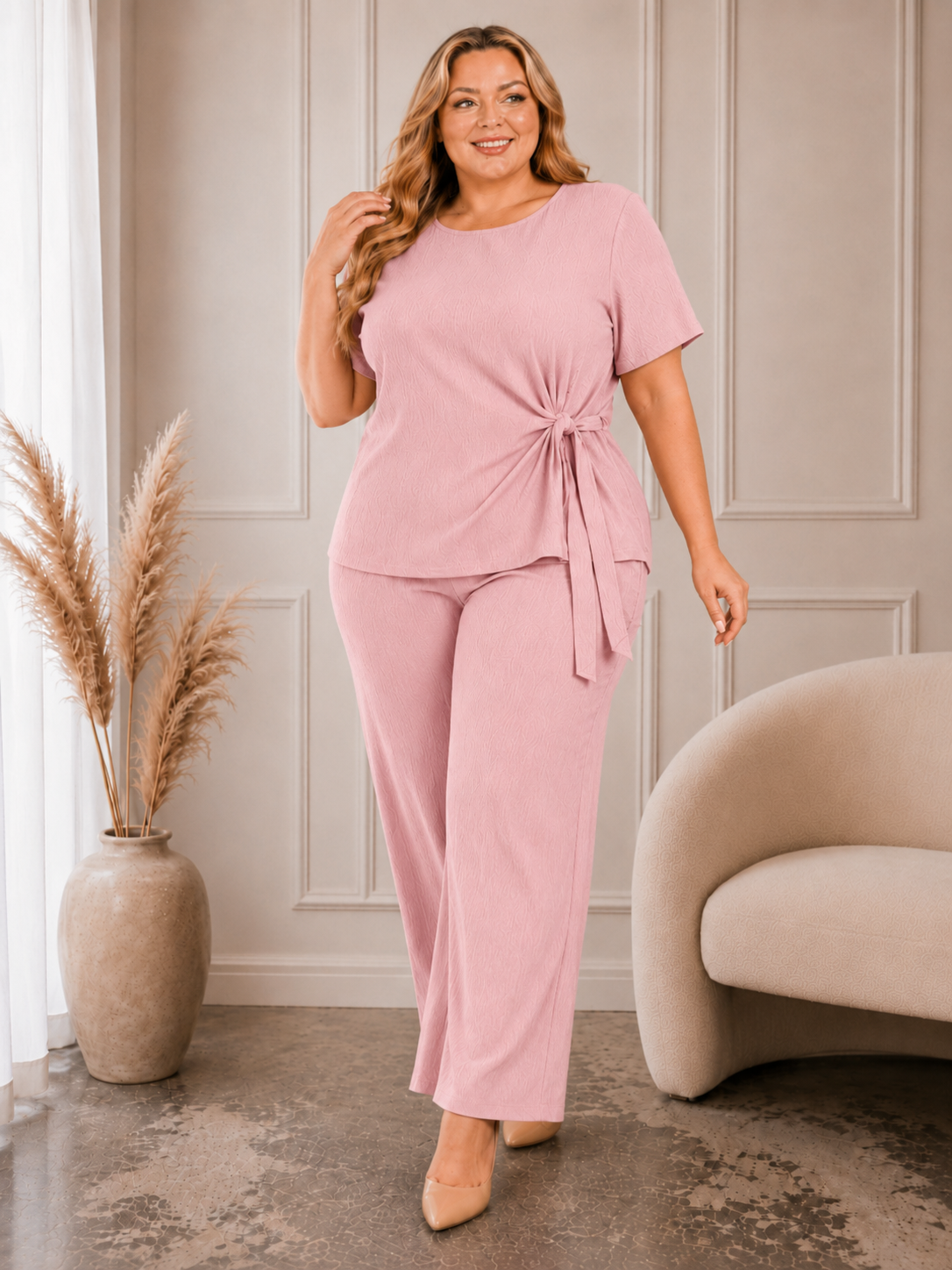 Komplet plus size z wiązaniem z boku  ( r. 48-54)  