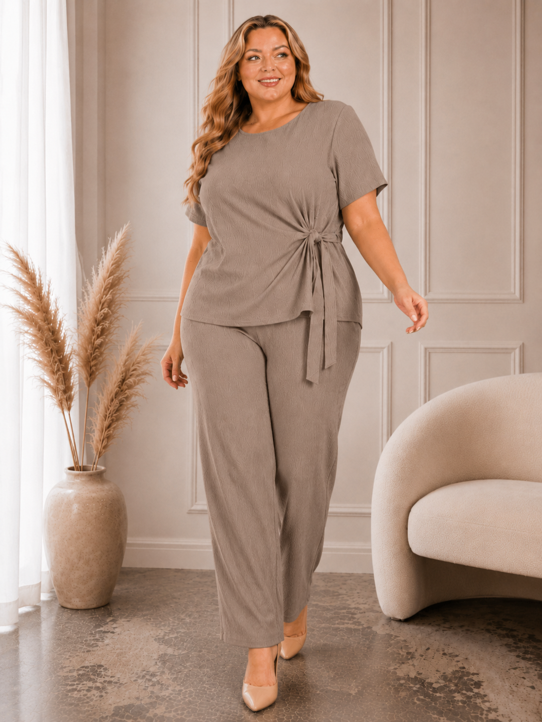 Komplet plus size z wiązaniem z boku  ( r. 48-54)  
