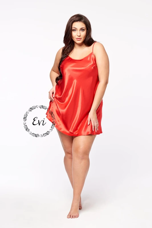 KOMPLET Satynowy szlafrok plus size + koszulka plus size- czerwony Loli (r.44-60)   