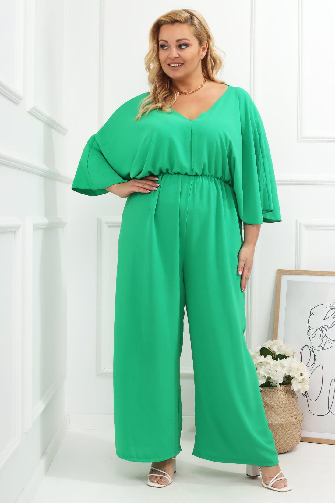 Letni kombinezon plus size z wiązaniem na plecach (L.r 46-54)  