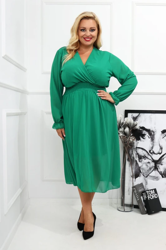 SUKIENKA PLUS SIZE NIKEL SZYFONOWA  ( r. 44-54)  