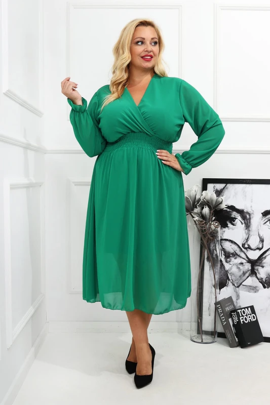 SUKIENKA PLUS SIZE NIKEL SZYFONOWA  ( r. 44-54)  