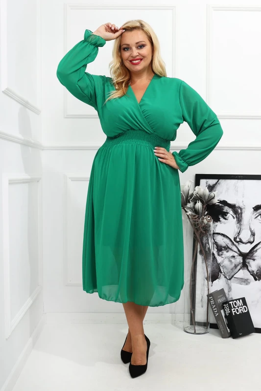 SUKIENKA PLUS SIZE NIKEL SZYFONOWA  ( r. 44-54)  