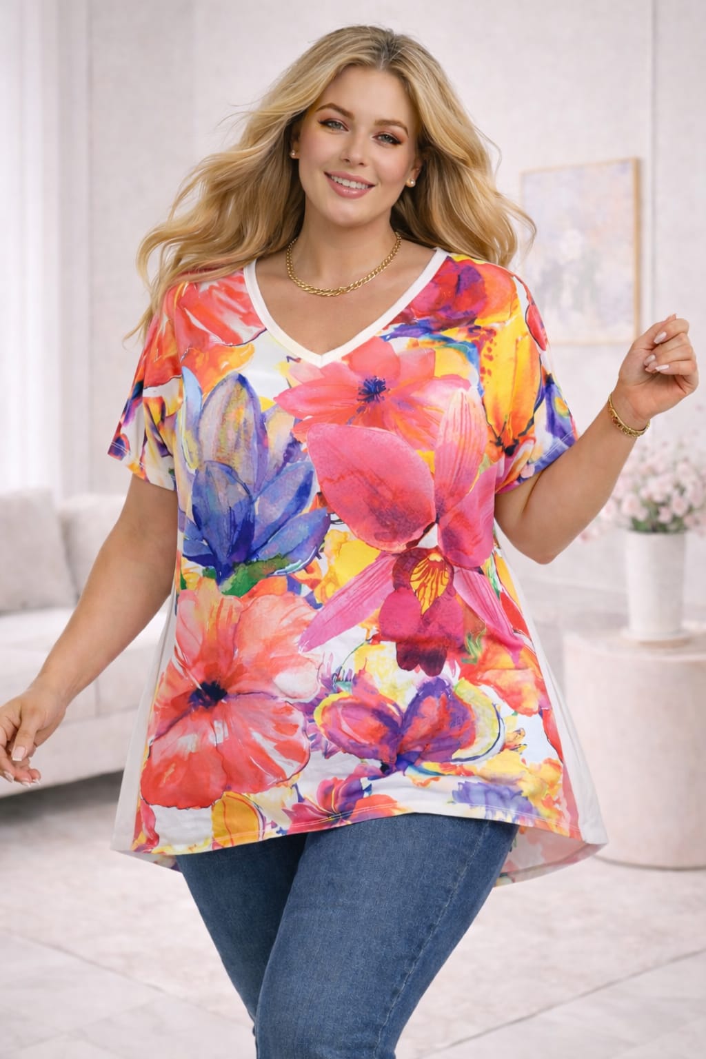 Tunika  Plus Size DIGITAL z nadrukiem ( r. 50-56)    