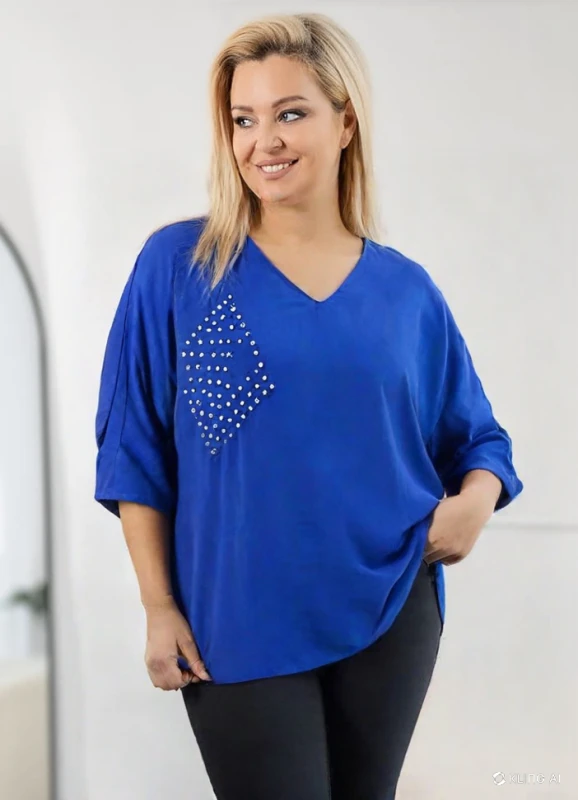 Tunika plus size bawełniana perełki ( r. 48-56)  
