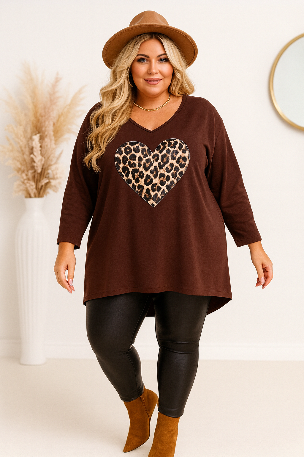 Tunika plus size bawełniana serce panterka ( r. 50-56)  
