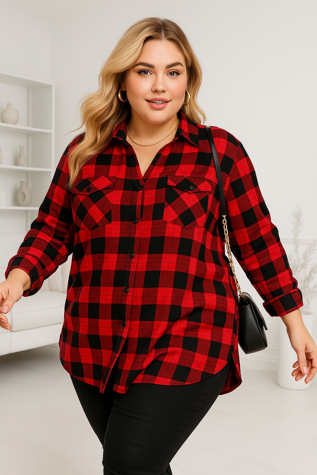 Koszula damska Plus Size w kratę (r.44-52) 