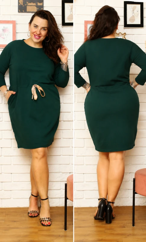 Sukienka plus size / tunika ze złotą taśmą do wiązania  ( r. 44-48)  