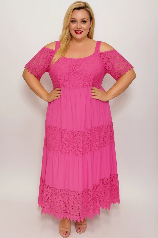   Koronkowa sukienka plus size z rękawkiem KARON (L.r 46-54)   