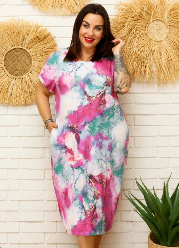 Sukienka plus size z printem marmurek ( L.r 46-48)  