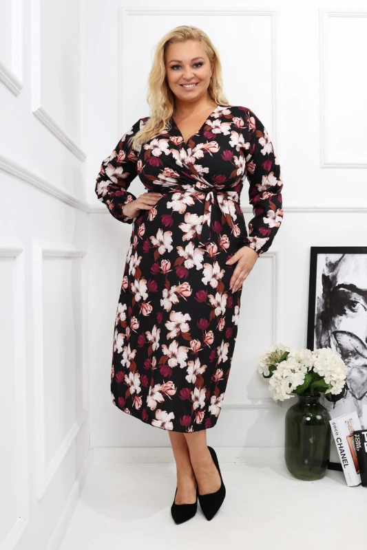 Sukienka plus size w kwiatowy print MERCII w kwiaty  ( r. 42-50)   