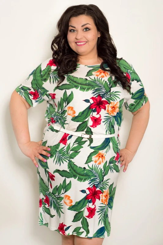 LATO Sukienka plus size w kwiaty - GREEN FLOWER (L.r 48-56)  