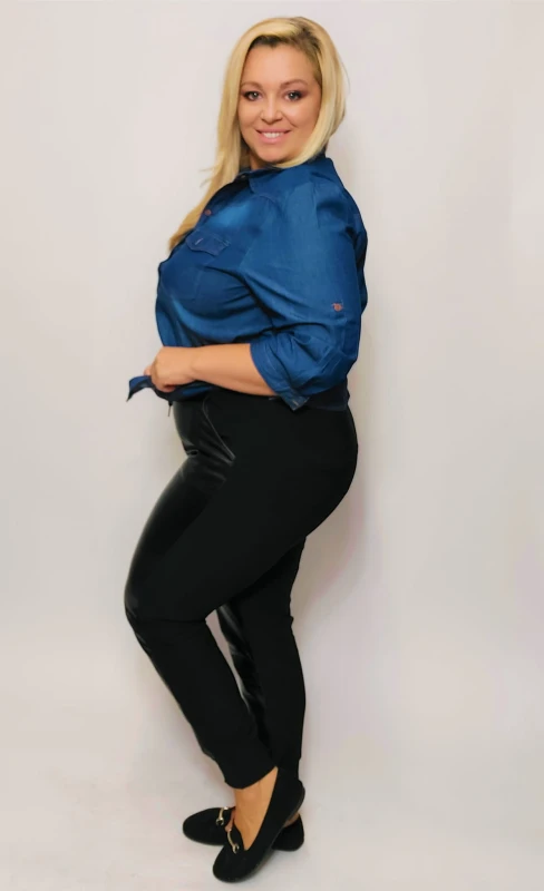 Legginsy plus size eko skóra przód  ( r.44- 54)  
