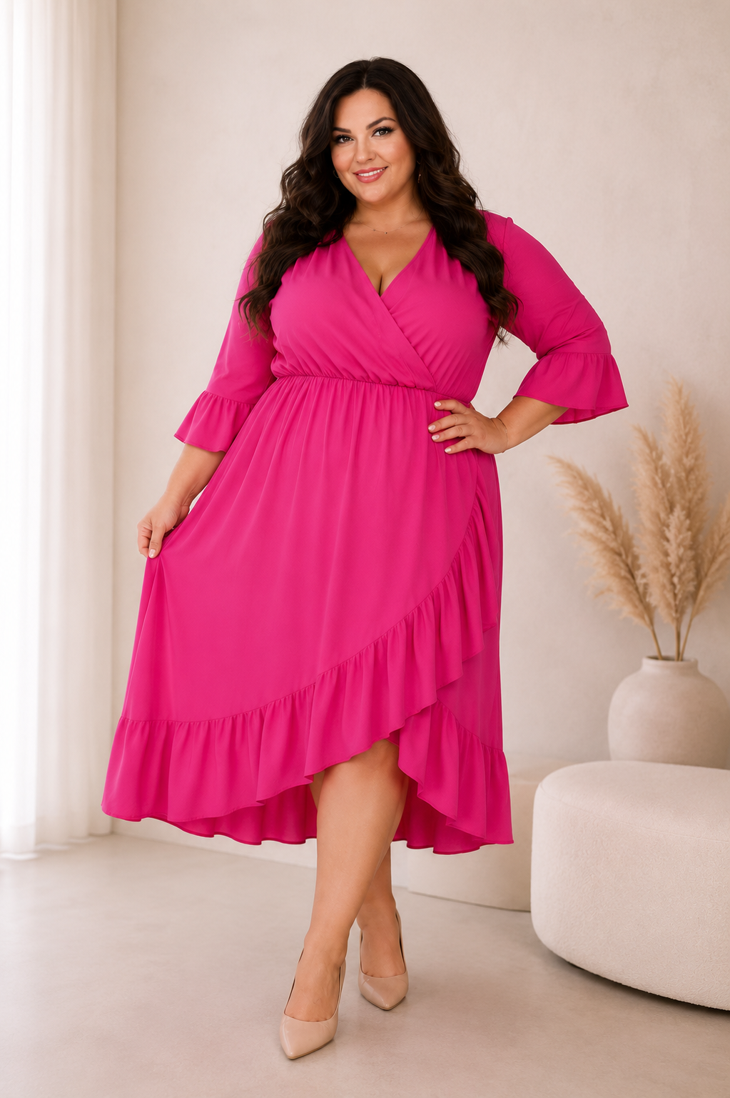 Zwiewna sukienka plus size  MAGILA ( r. 46-56)  