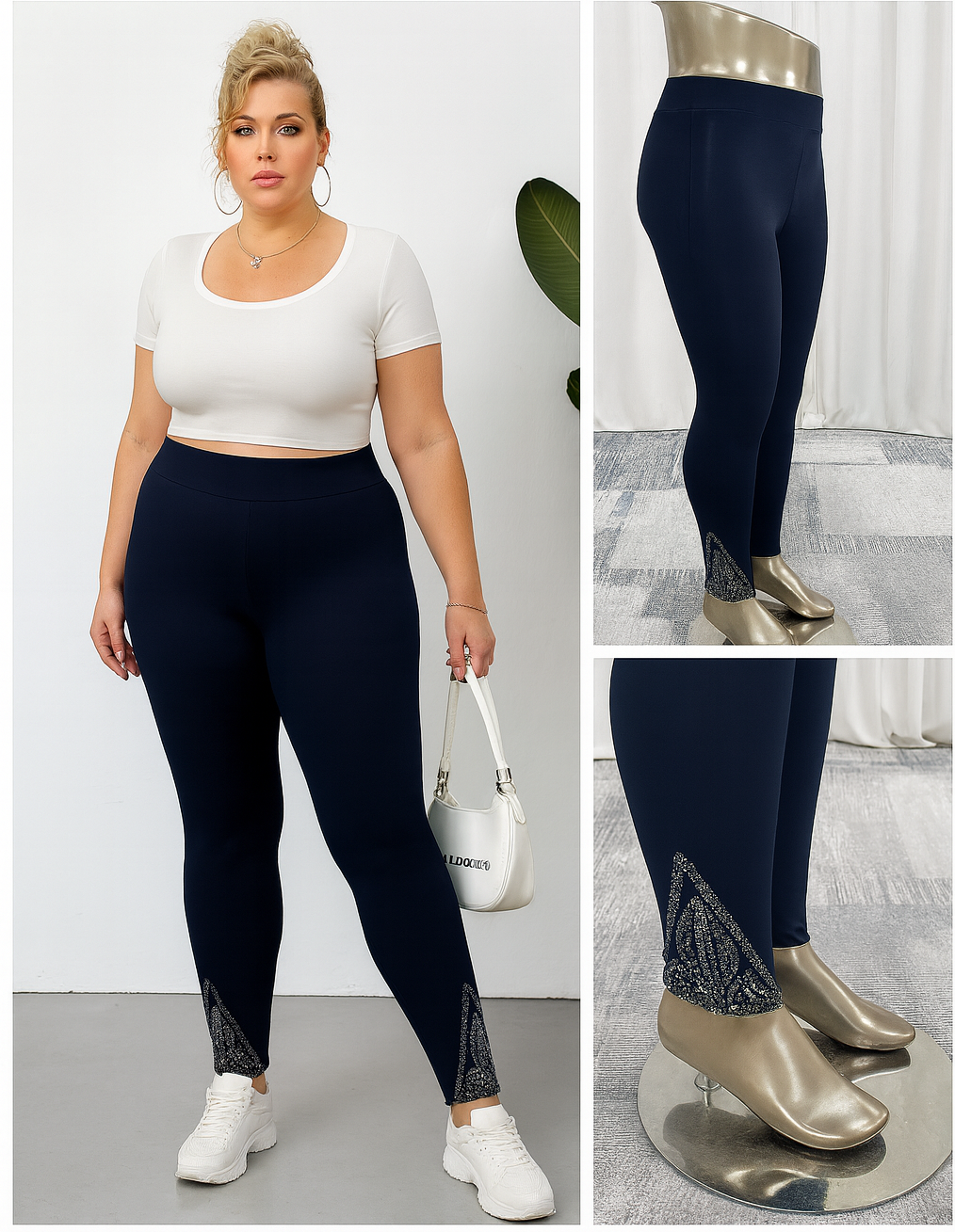Leginsy plus size z ozdobą na nogawce mod. 1  