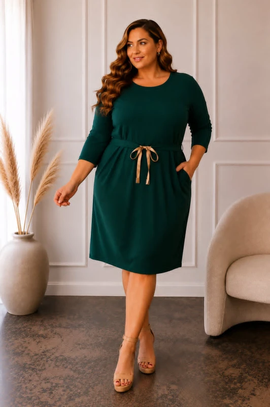 Sukienka plus size / tunika ze złotą taśmą do wiązania  ( r. 44-48)  