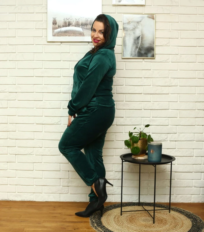  Welurowy komplet dresowy plus size ROZPINANY Z KAPTUREM ( r. 44-54) 