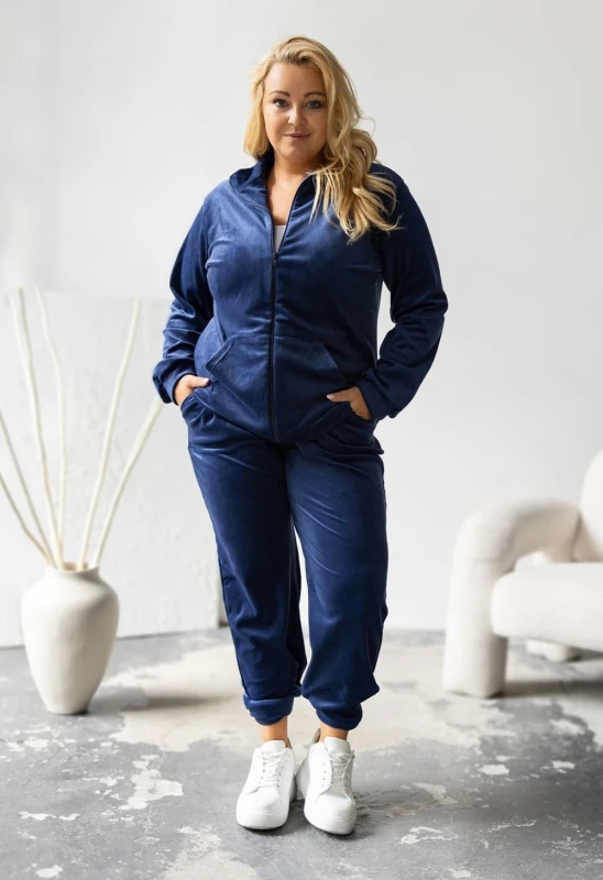 Welurowy komplet dresowy plus size  rozpinany ( r. 44-50)   BESTSELLER  