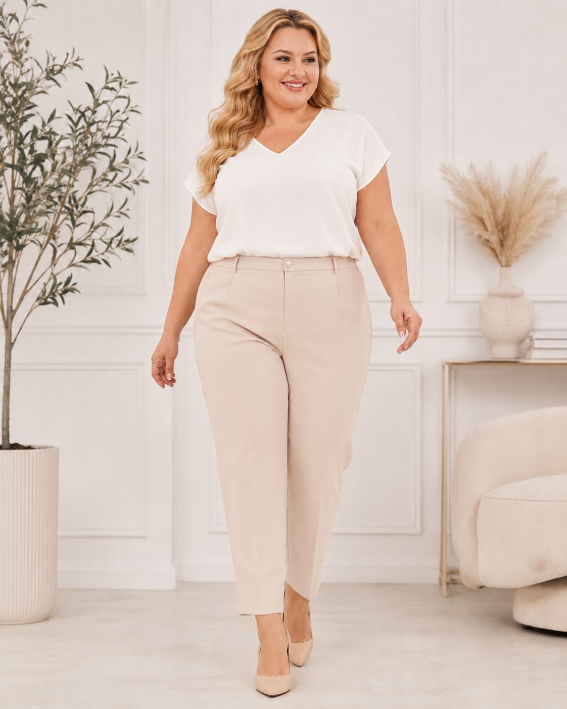 Eleganckie spodnie damskie Plus Size LOVE (r.48-50) 