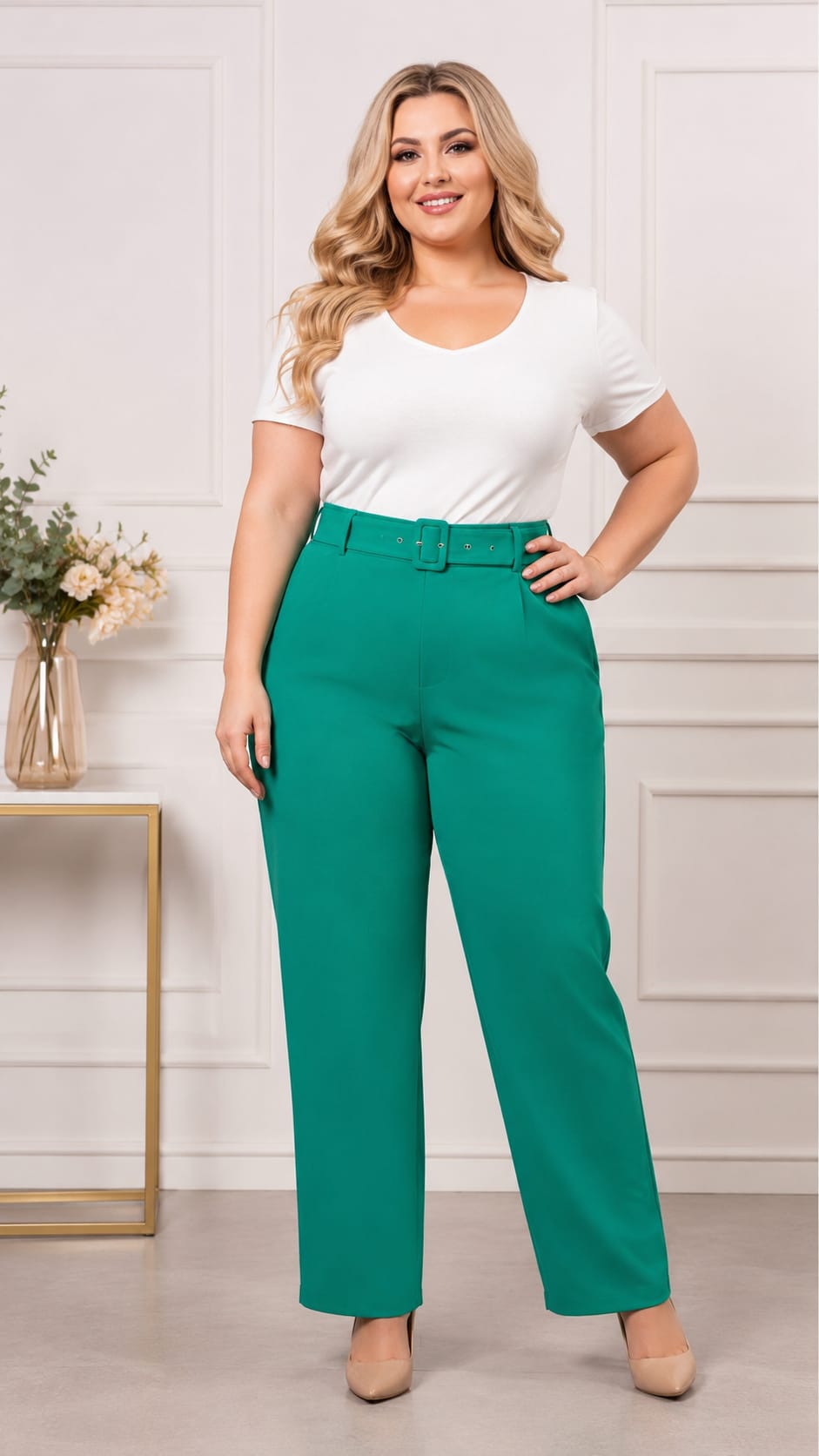 Eleganckie spodnie damskie Plus Size LOVE (r.48-50)  