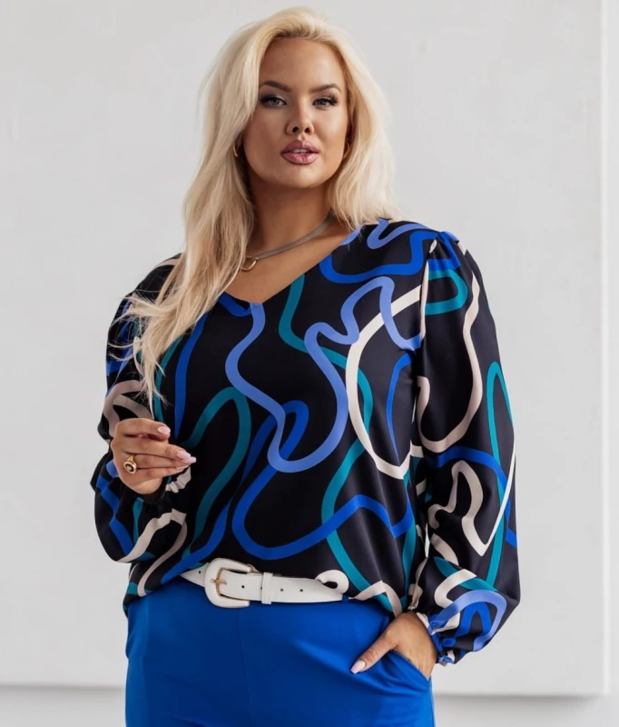 Bluzka plus size z dekoltem V ( r. 44-48)  