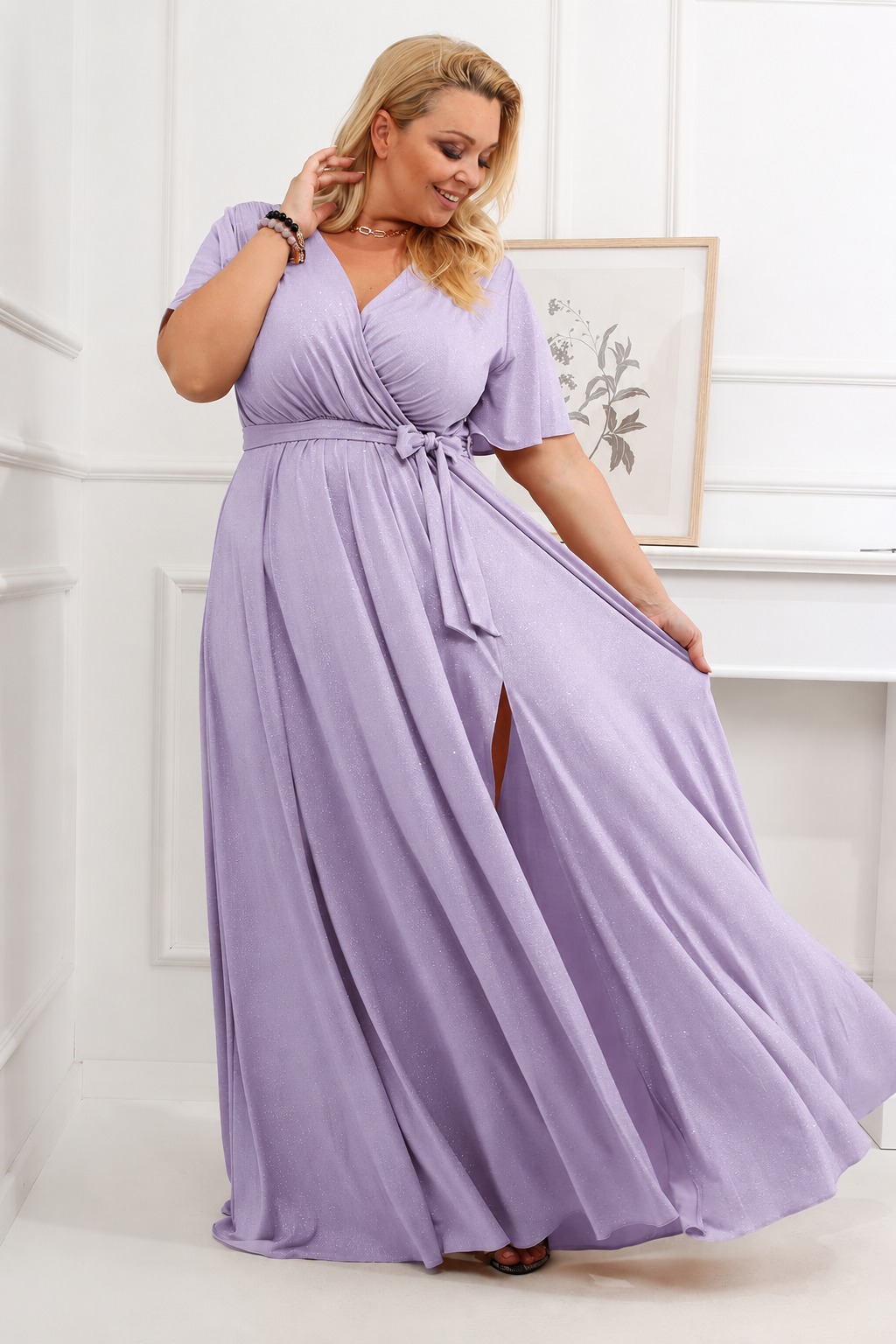 Brokatowa sukienka maxi plus size Bele ( r.46-54)    