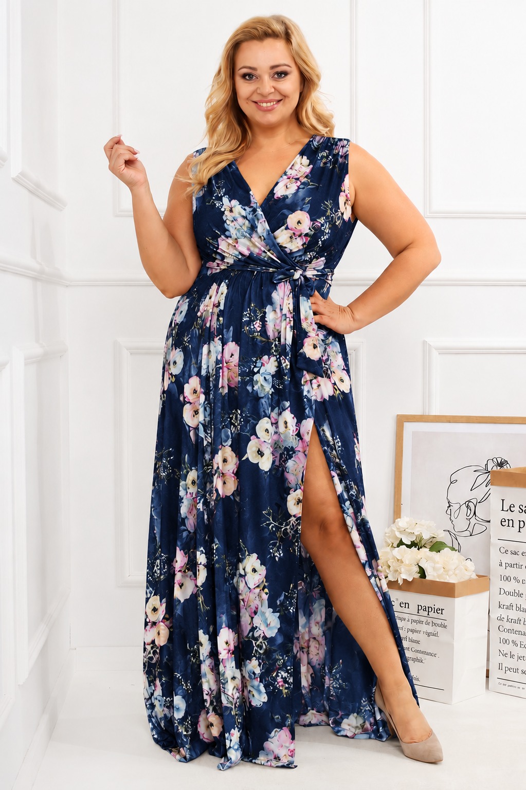Brokatowa sukienka maxi plus size Bele ( r.46-54)    