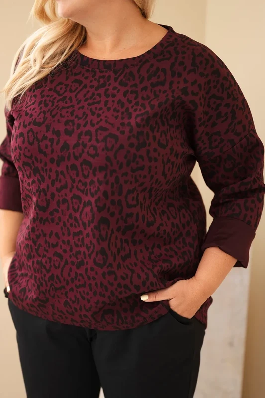 Bluzka Plus Size w Modny Zwierzęcy Print z Asymetrycznym Dołem (r.44/46)