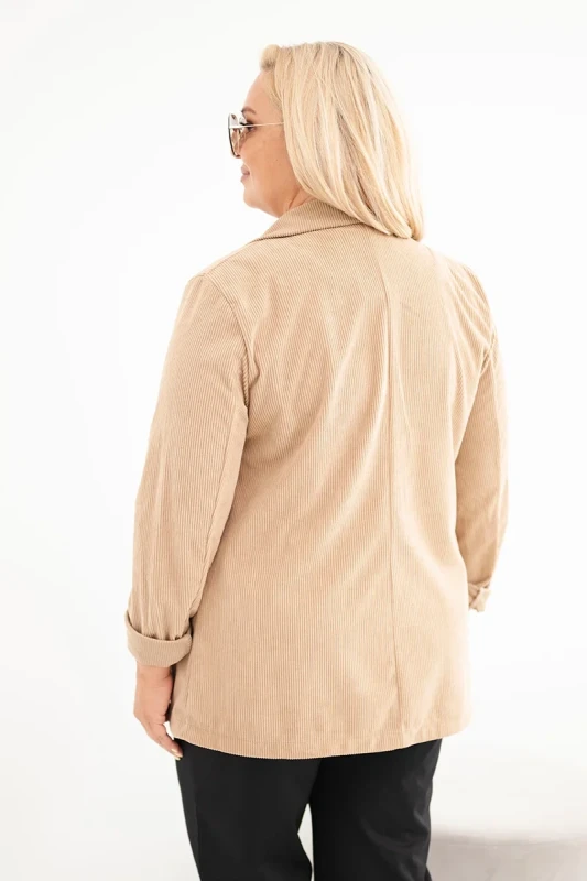 Marynarka Plus Size Sztruksowa z Klapami i Kieszeniami (r.44/46)