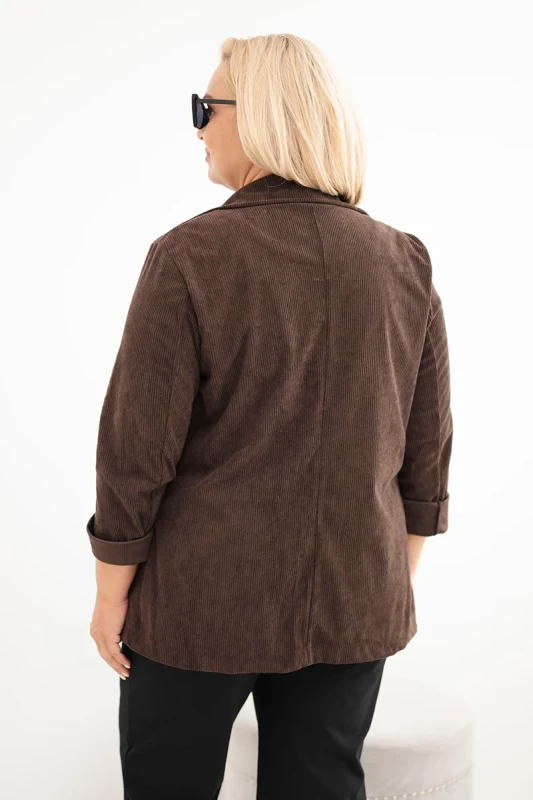 Marynarka Plus Size Sztruksowa z Klapami i Kieszeniami (r.44/46) 