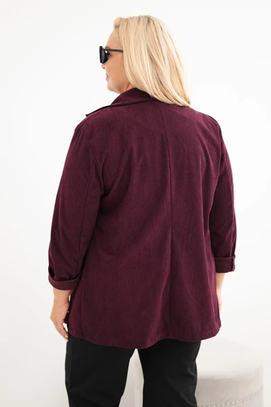 Marynarka Plus Size Sztruksowa z Klapami i Kieszeniami (r.44/46)   