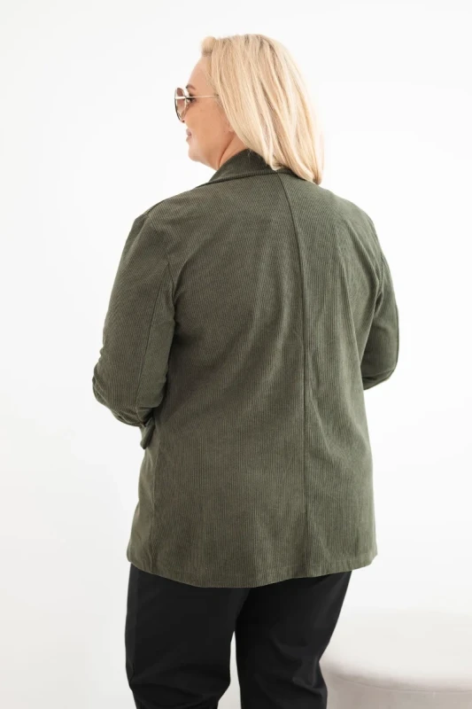 Marynarka Plus Size Sztruksowa z Klapami i Kieszeniami (r.44/46)    
