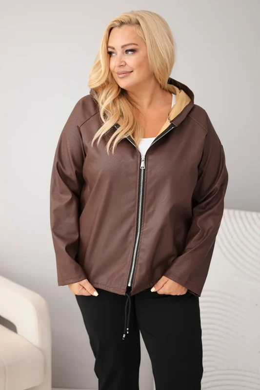 Kurtka Plus Size z Kapturem i Regulowanym Dołem (r.44/48)