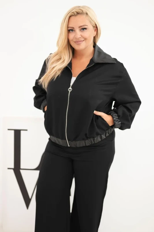 Komplet Plus Size z Rozpinaną Bluzą i Szerokimi Spodniami (r.44/46) 
