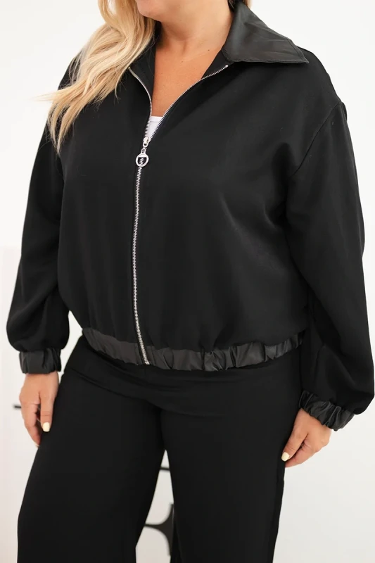 Komplet Plus Size z Rozpinaną Bluzą i Szerokimi Spodniami (r.44/46) 