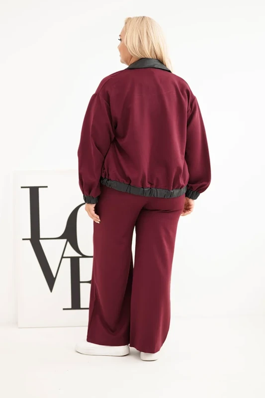 Komplet Plus Size z Rozpinaną Bluzą i Szerokimi Spodniami (r.44/46)  