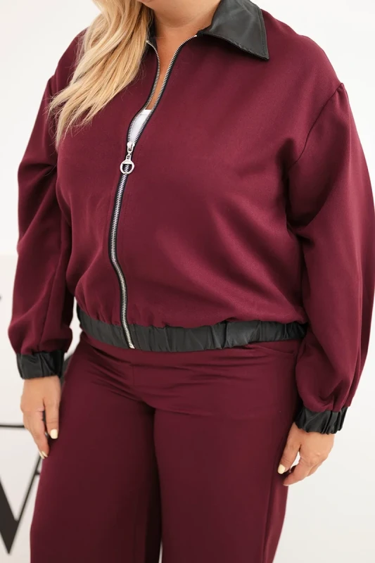 Komplet Plus Size z Rozpinaną Bluzą i Szerokimi Spodniami (r.44/46)  