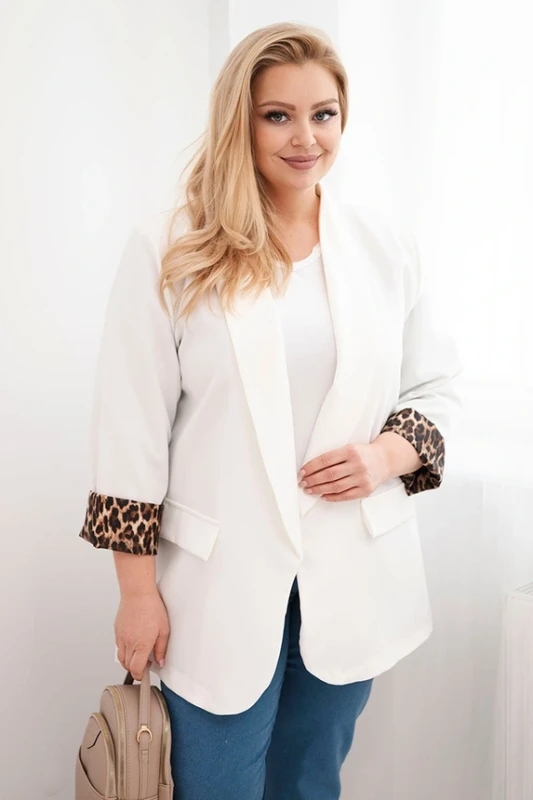 Marynarka Plus Size z modną podszewką w panterkę LUNA (r.48-50)     