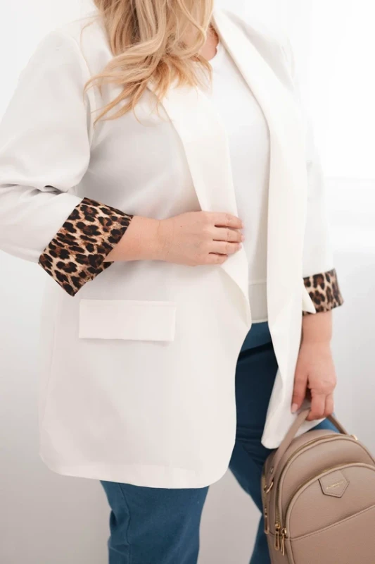 Marynarka Plus Size z modną podszewką w panterkę LUNA (r.48-50)     