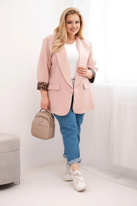 Marynarka Plus Size z modną podszewką w panterkę LUNA (r.48-50)     
