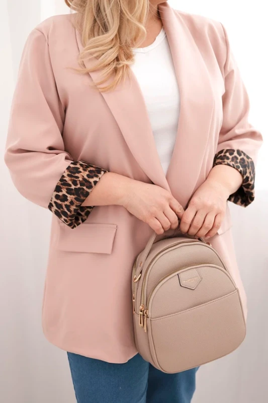 Marynarka Plus Size z modną podszewką w panterkę LUNA (r.48-50)     