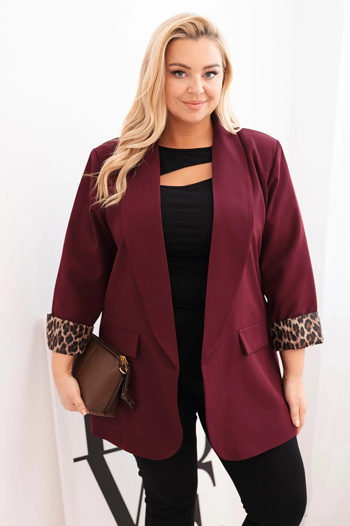 Marynarka Plus Size z modną podszewką w panterkę LUNA (r.48-50) 